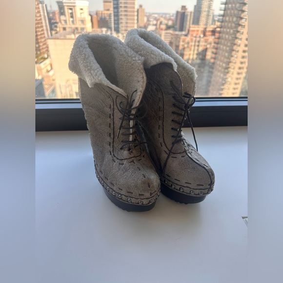 Prada Platform Lace-up Boots Shearling - Picture 5 of 7